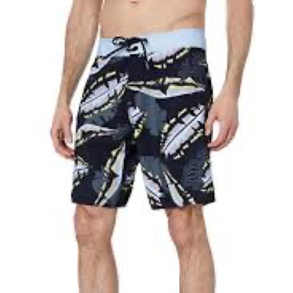 Volcom Men's 38 Mod Tech 19” Length Boardshort Black Grey Yellow N25